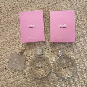Chanel two empty perfume bottles and empty perfume box